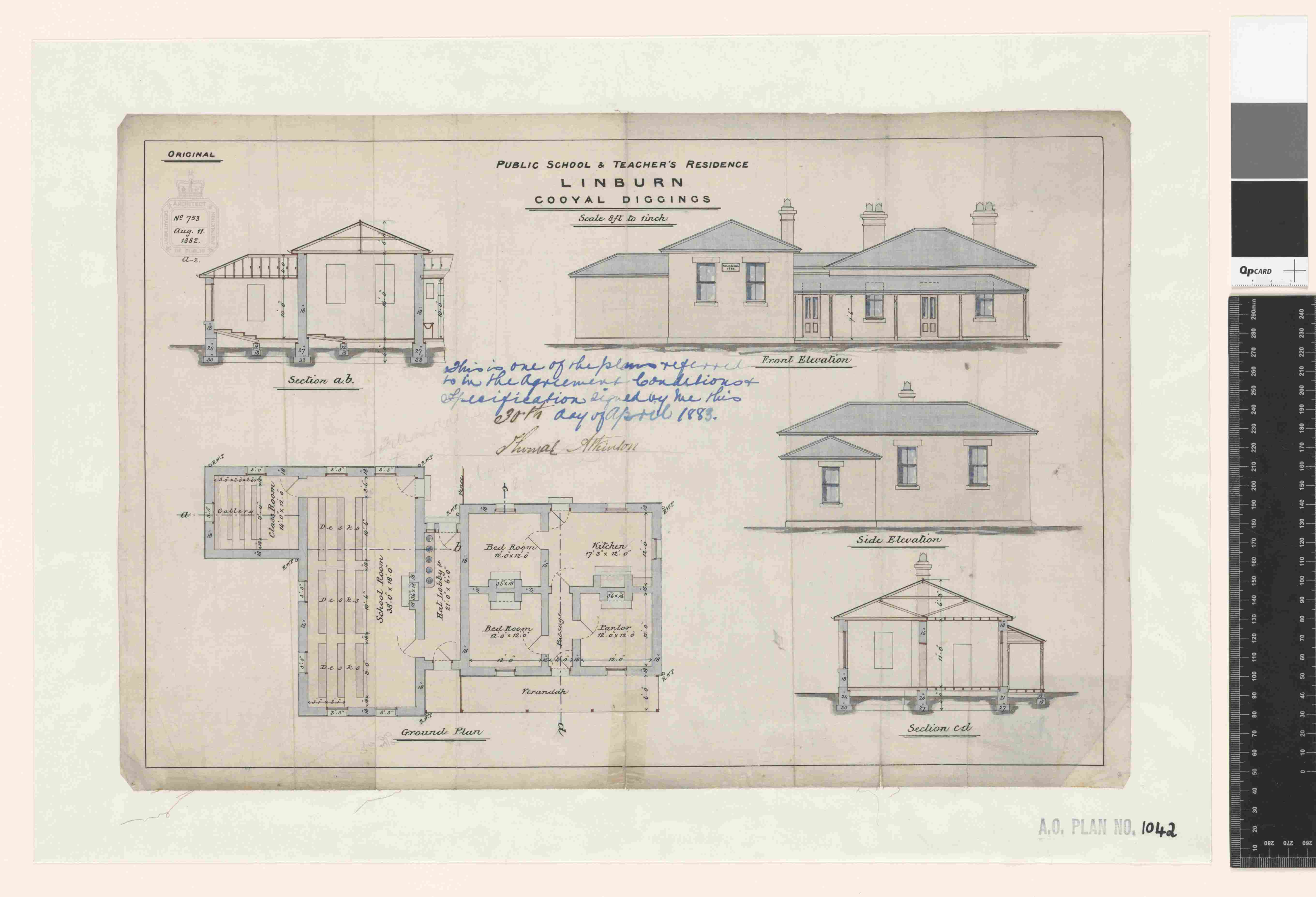 Linburn Public School and teacher residence Cooyal diggings 11-08-1882 to 30-04-1883 NRS-4335-4-[Plan1042]-SB889 01