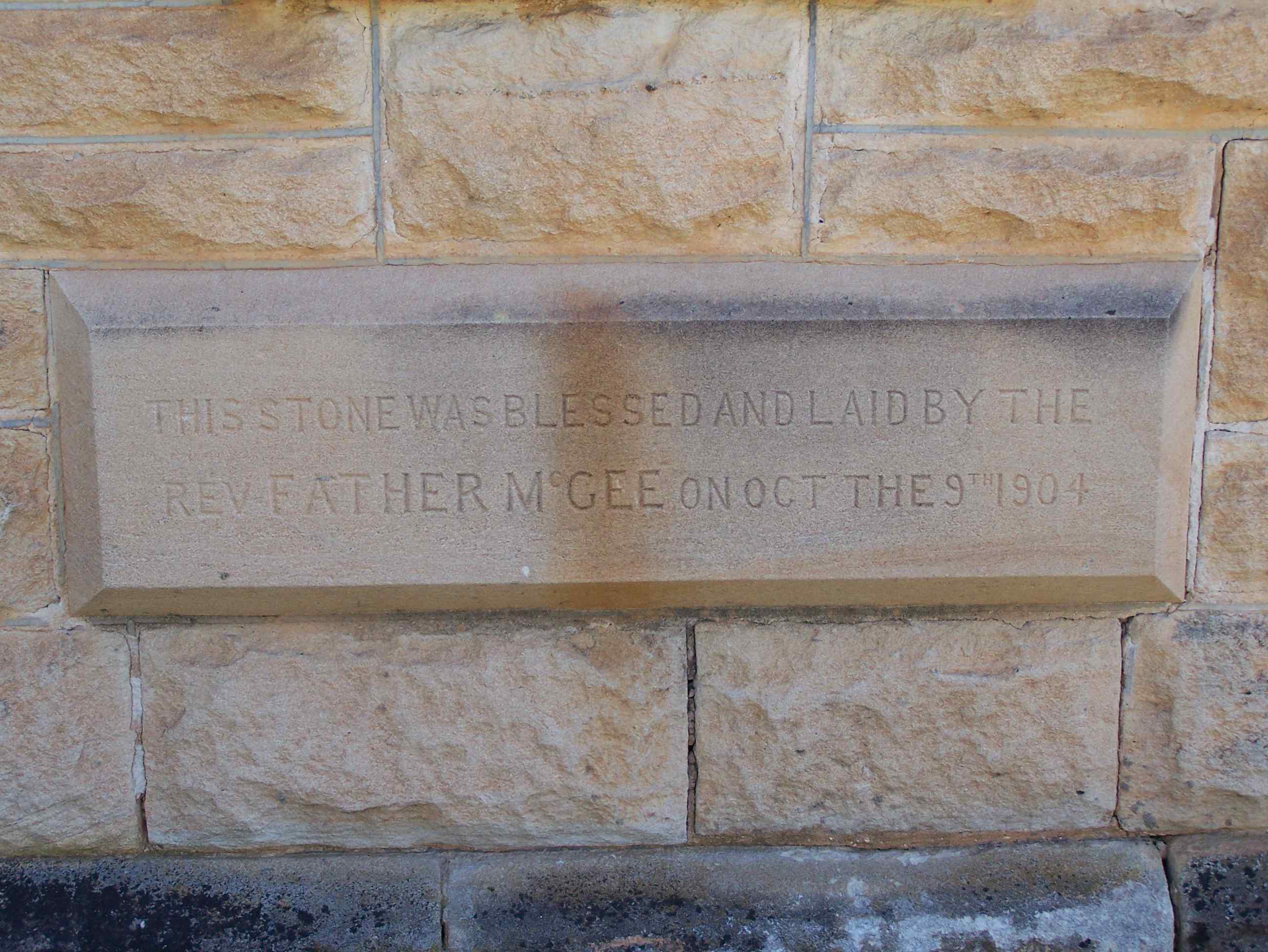 Wollar St Laurence O'Toole Catholic Church Foundation Stone