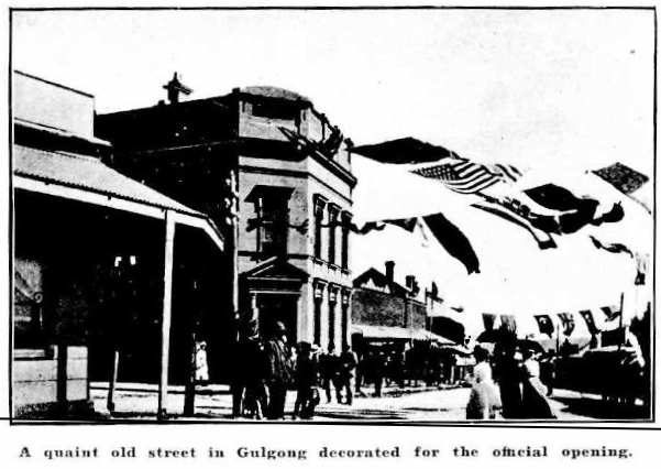 Gulgong Street decorated for the official opening, Australian Town and Country Journal (Sydney, NSW : 1870 - 1919), Wednesday 28 April 1909, page 38