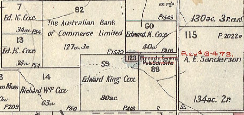 Pinnacle Swamp School site Portion 123 Parish Tongbong County Phillip