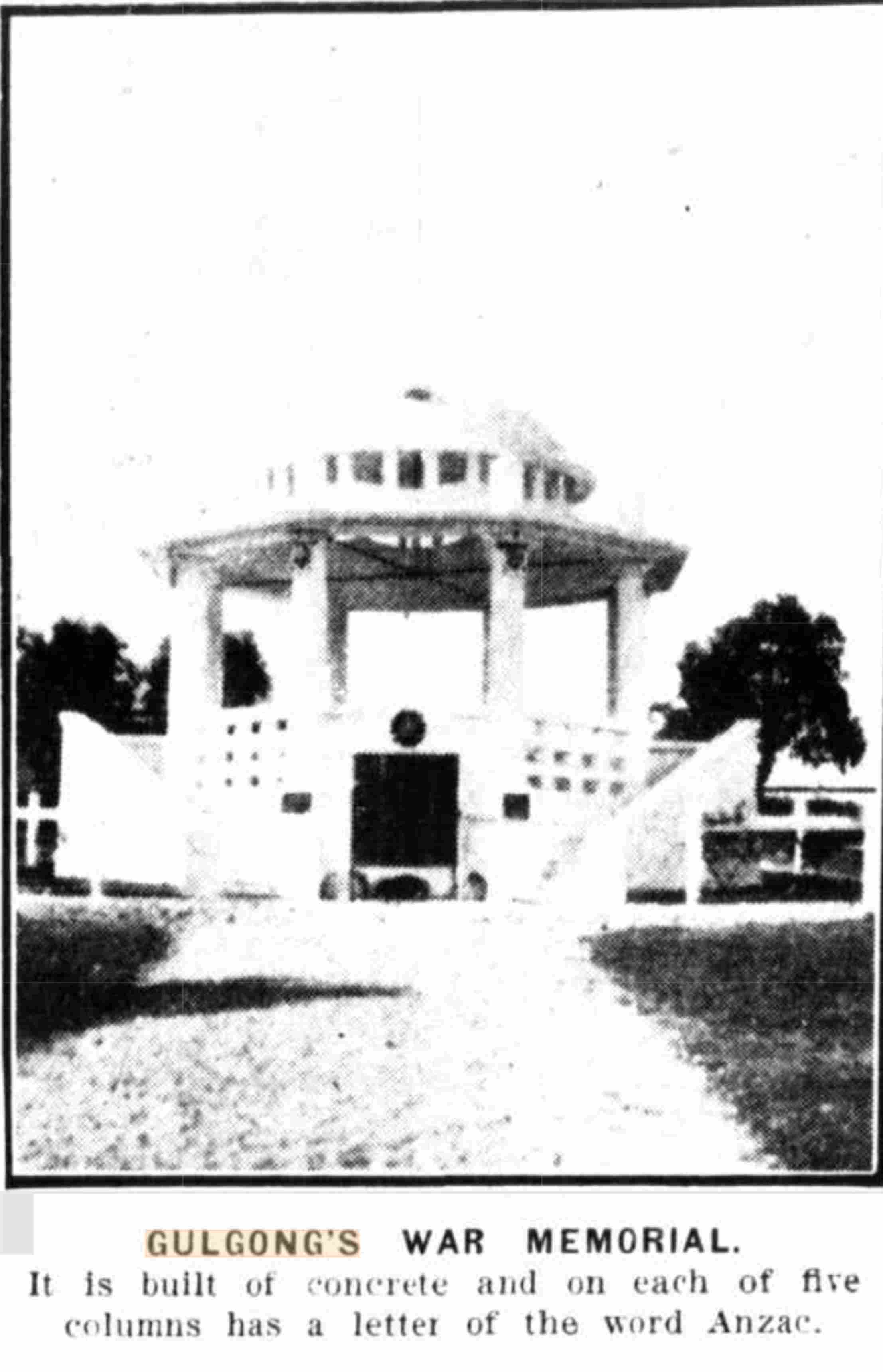 Gulgong War Memorial 1929 http://nla.gov.au/nla.news-article160392729