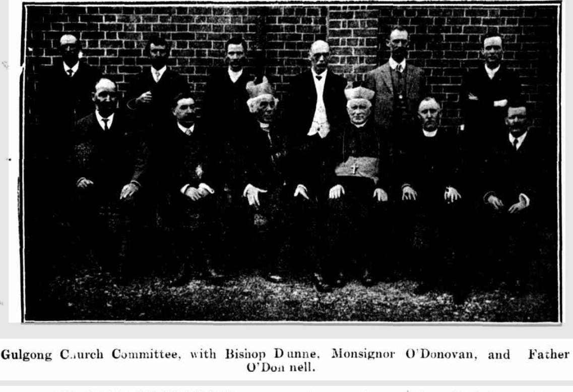 Gulgong Church Committee with Bishop Dunne, Monsignor O'Donovan, and Father O'Donnell 1909