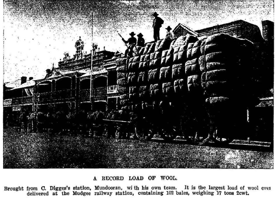 Record Load of Wool at Mudgee Railway Station 1908