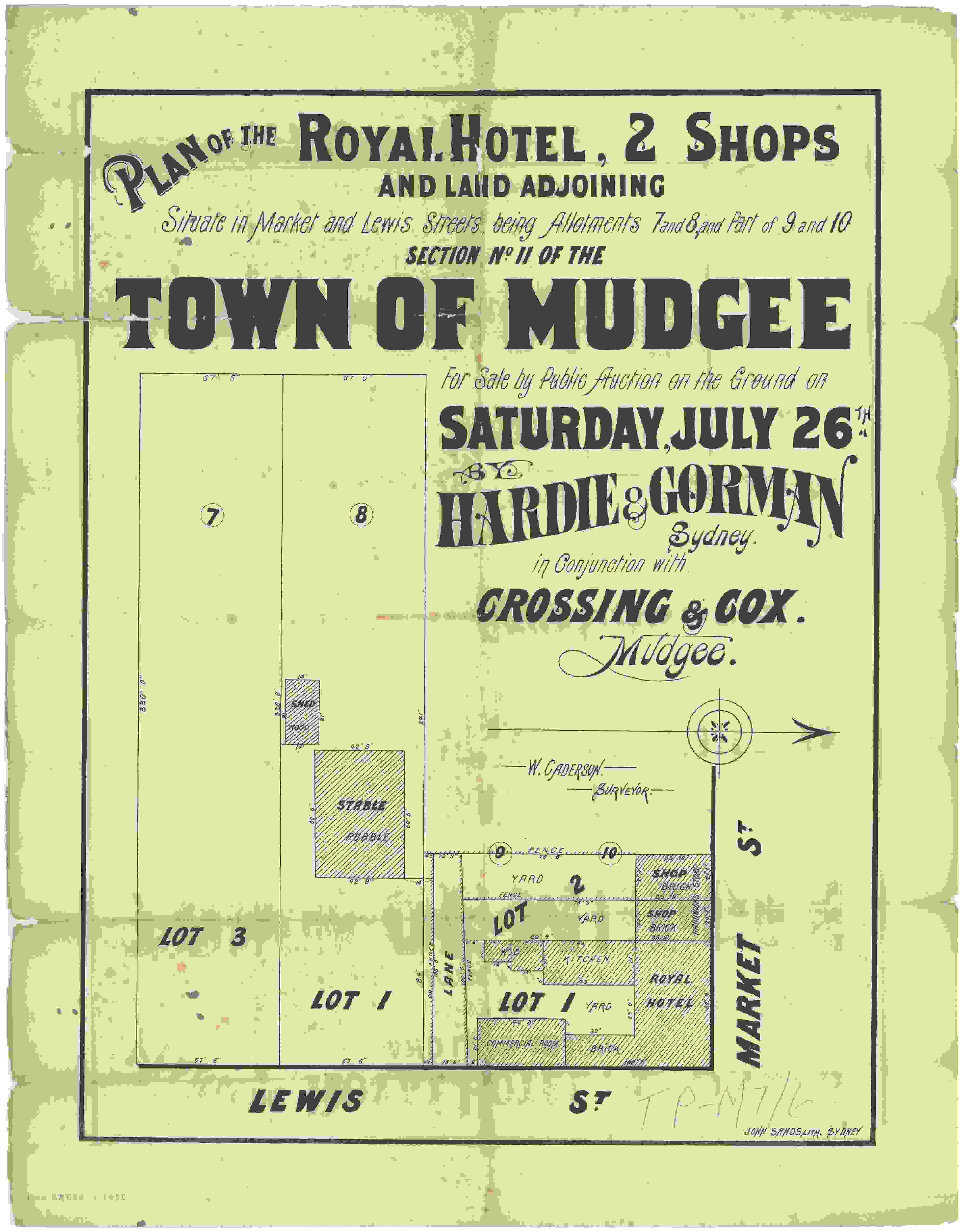 Plan of the Royal Hotel, 2 Shops and Land Adjoining