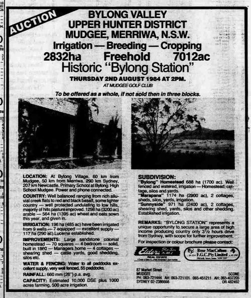 Bylong Station auction 1984