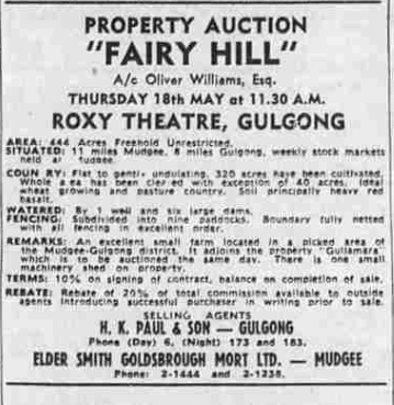 Fairy Hill auction advert 1967