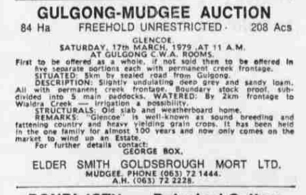 Glencoe auction notice 1979